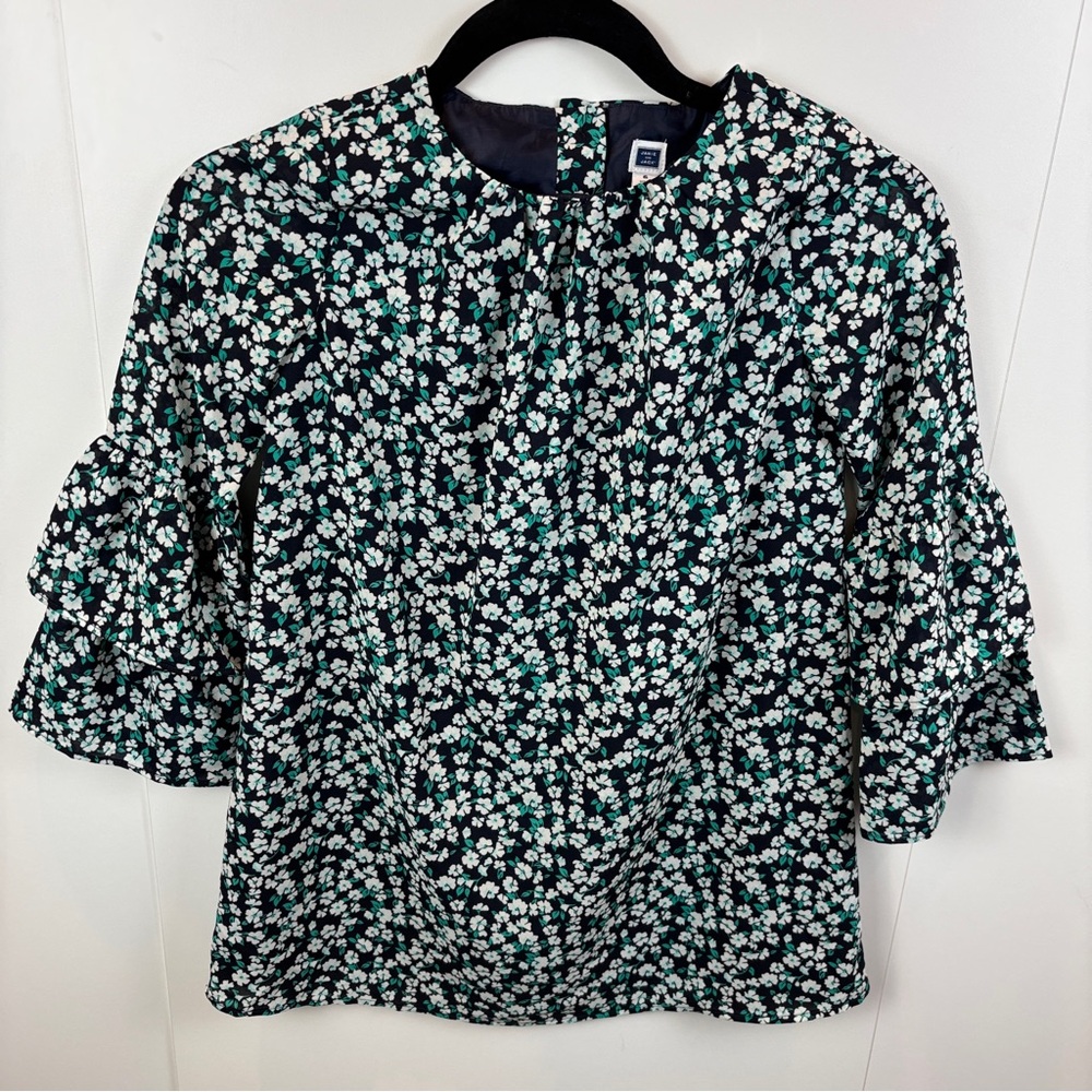 NWT Janie and Jack sz 6 Girls Navy Floral Ruffle Sleeve Dress Chiffon Easter